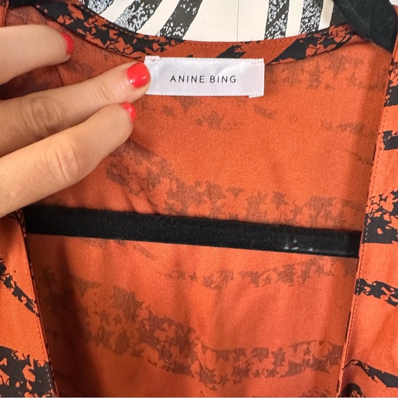 Anine Bing Silk Wrap Penelope Dress in Tiger Stripe, Size XS - Picture 5 of 9